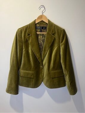 ✨Vintage✨Apostrophe Olive Green Velvet Blazer size 14P